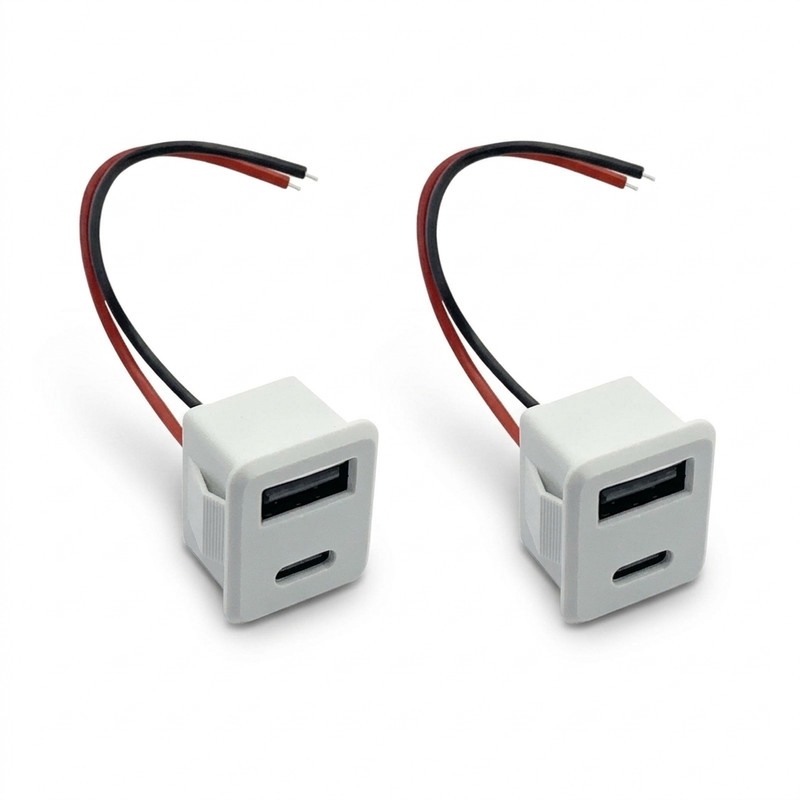 کانکتور مادگی پنلی مدل USB-A و TYPE-C بسته 2 عددی