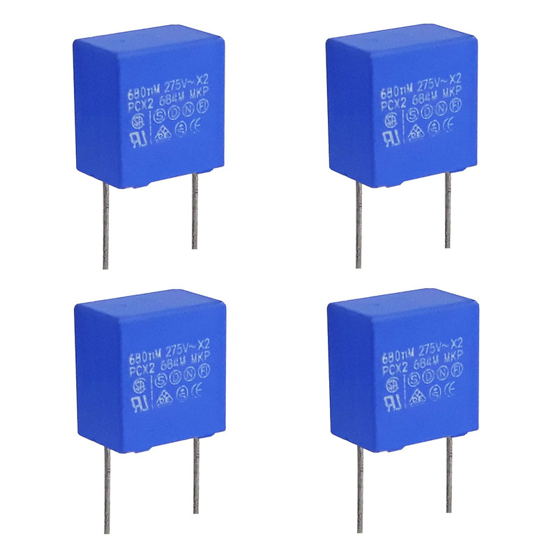 خازن 680 نانوفاراد مدل MKT-X2-275AC کد 14 بسته 4 عددی