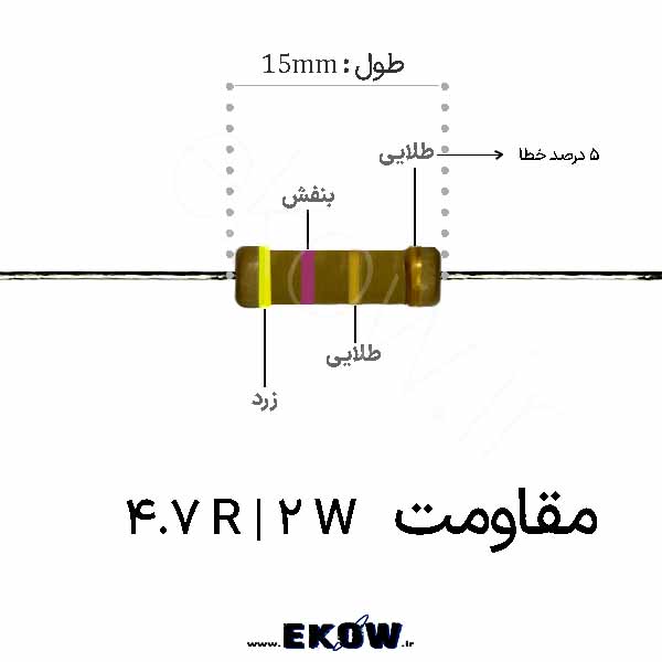 مقاومت 2 وات 4.7 اهم ( 2W 4.7 R)