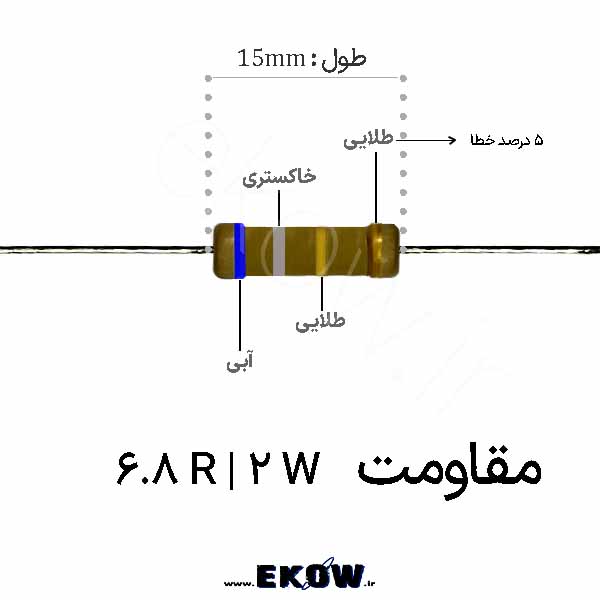 مقاومت 2 وات 6.8 اهم ( 2W 6.8 R)