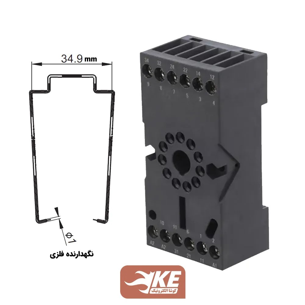 پایه رله سه کنتاکت مخصوص رله‌های سری HF10F-3Z هونگفا مدل 10FF-3Z-C4-H1