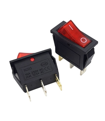 کلید راکر بزرگ باریک چراغدار دو حالته 3 پین KCD3-101N