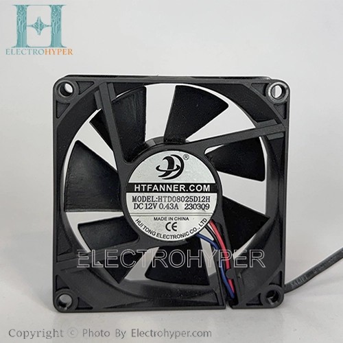 فن 8x8x2.5 سه سیم 12 ولت DC بلبرینگی HT
