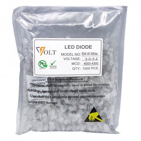 OVAL LED سفید 5mm برند VOLT بسته 1000 تایی