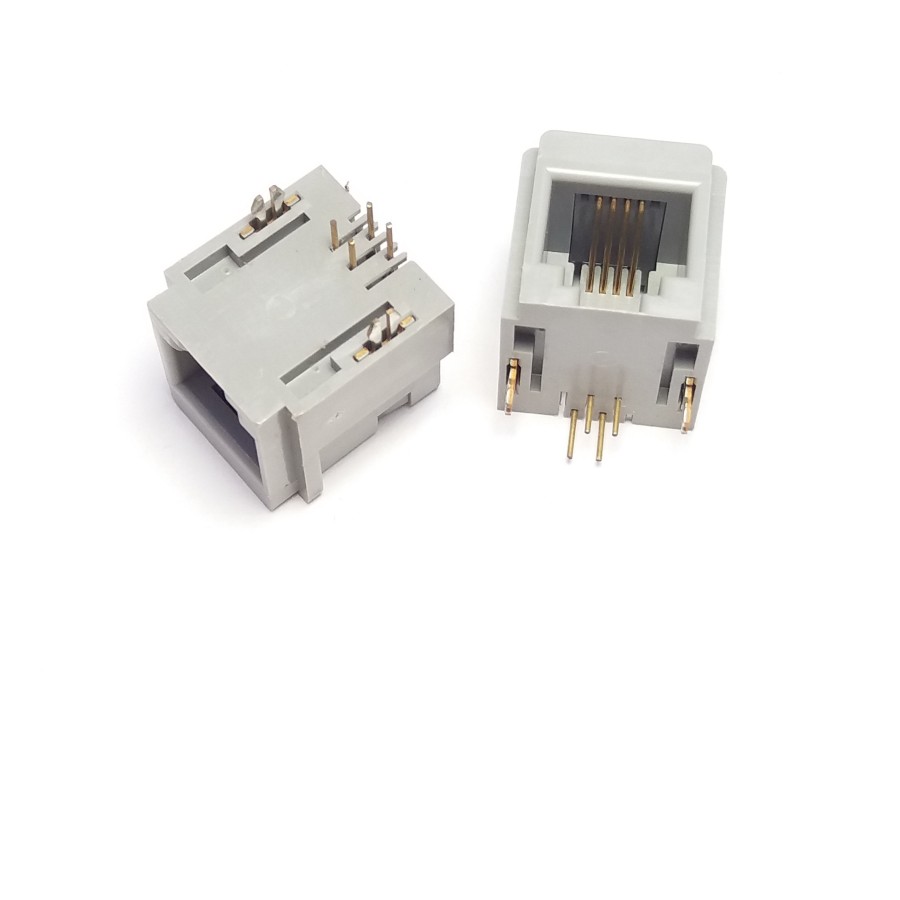 سوکت Rj-11 مادگی رایت انگل روبردی 4 پایه، Rj-11 Socket Female 6P4C Right angle Board Mount