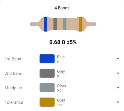 RESISTOR 1W 0.68R %5 – مقاومت 1 وات 0.68 اهم ۵% کربنی