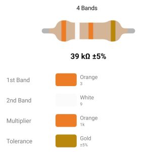 RESISTOR 2W 39K %5، مقاومت 2 وات، 39 کیلواهم، 5% کربنی