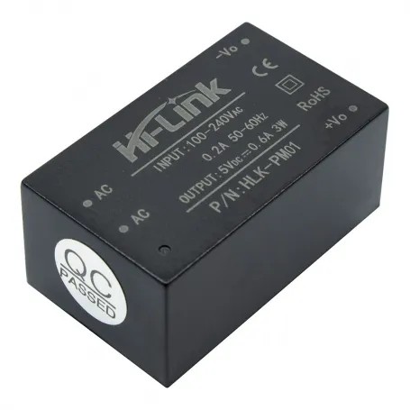 ماژول کاهنده روبردی 220V به 5V جریان 600mA مدل HLK-PM01 برند Hi-Link