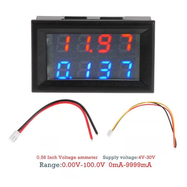 نمایشگر ولتاژ و آمپر جریان DC قرمز آبي 4 digit