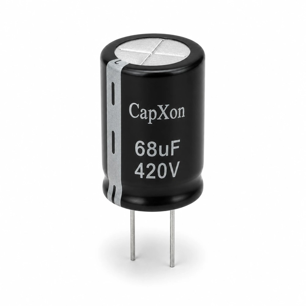 خازن الکترولیتی کپکسون مدل CAPXON 68uF 420V 16×21mm