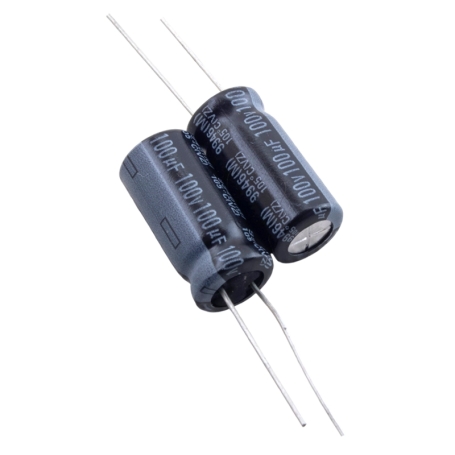 خازن الکترولیتی 100uF / 100V تایوانی مارک TAICON با طول عمر بالا