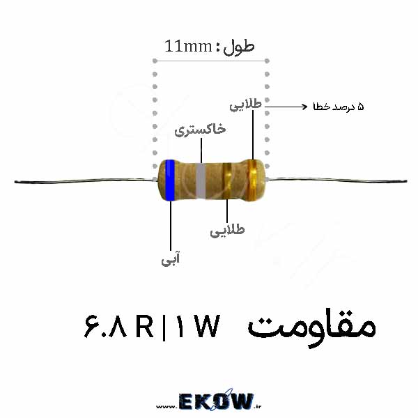 مقاومت 1 وات 6.8 اهم (1W 6.8R)