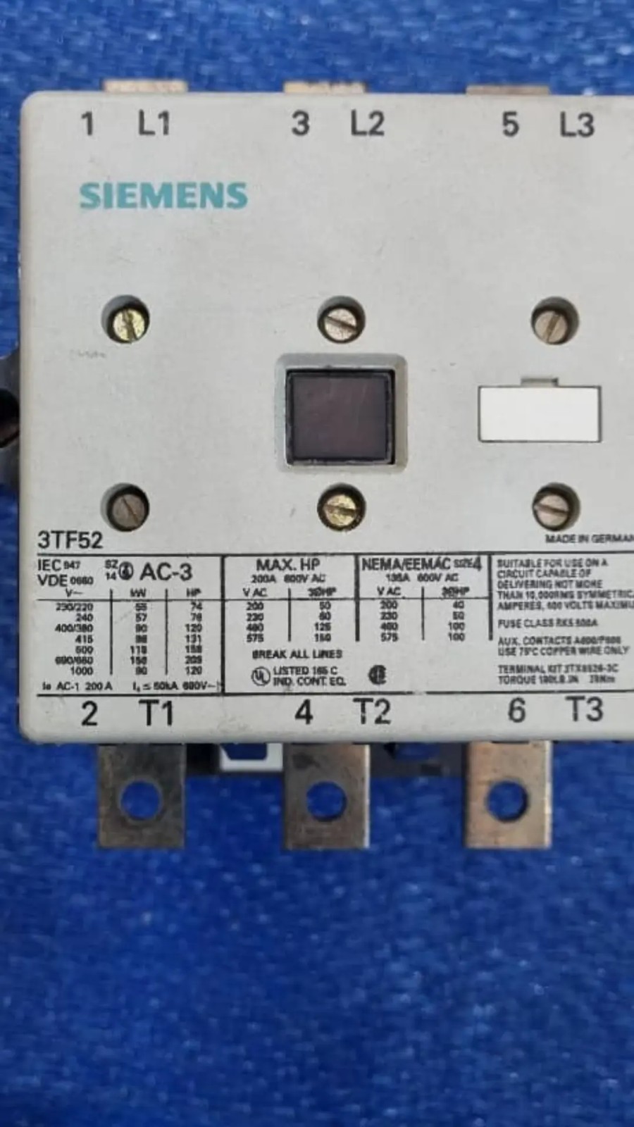 کنتاکتور SIEMENS زیمنس 3TF52 بوبین ۱۱۰