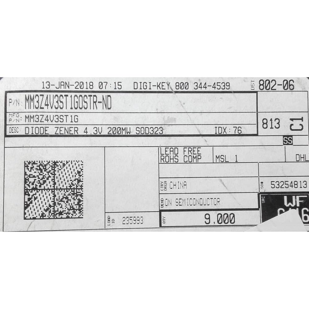 دیود زنر MM3Z4V3ST1G 4.3V-200mW SMD HONGFA