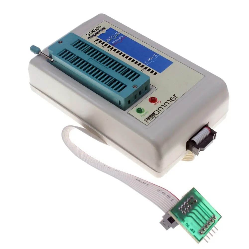 پروگرامر AVR STK500 USB مخصوص ATmega، ATtiny و AT90 با سوکت ZIF و رابط ISP