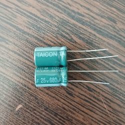 TAICON 25V 680uF - خازن 25 ولت 680 میکرو فاراد سری HD ابعاد 16*10