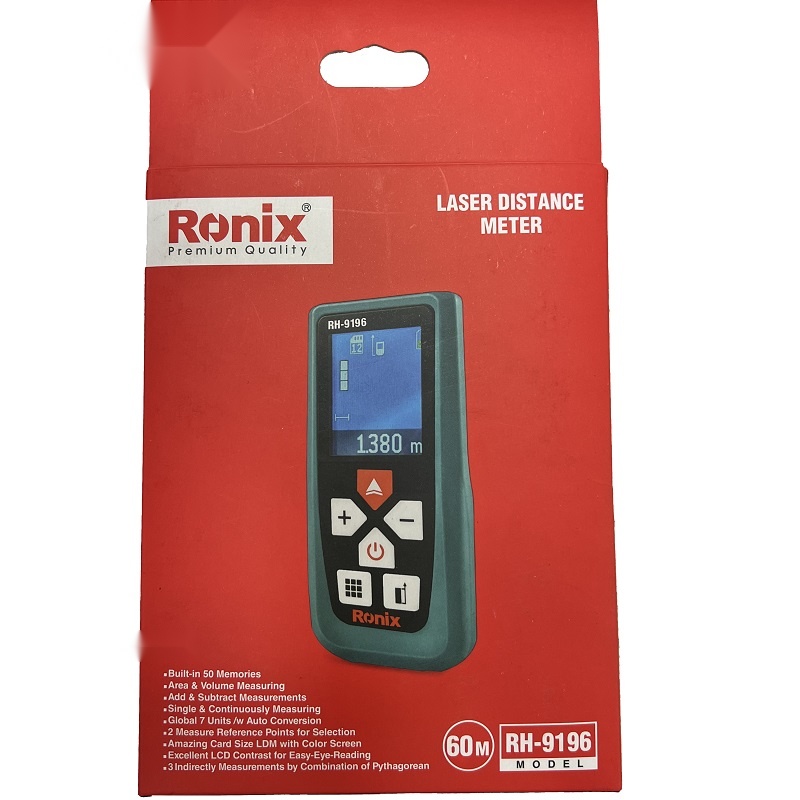 متر لیزری 60 متری با صفحه نمایشگر رنگی تولید تایوان مدل RH-9196 رونیکس