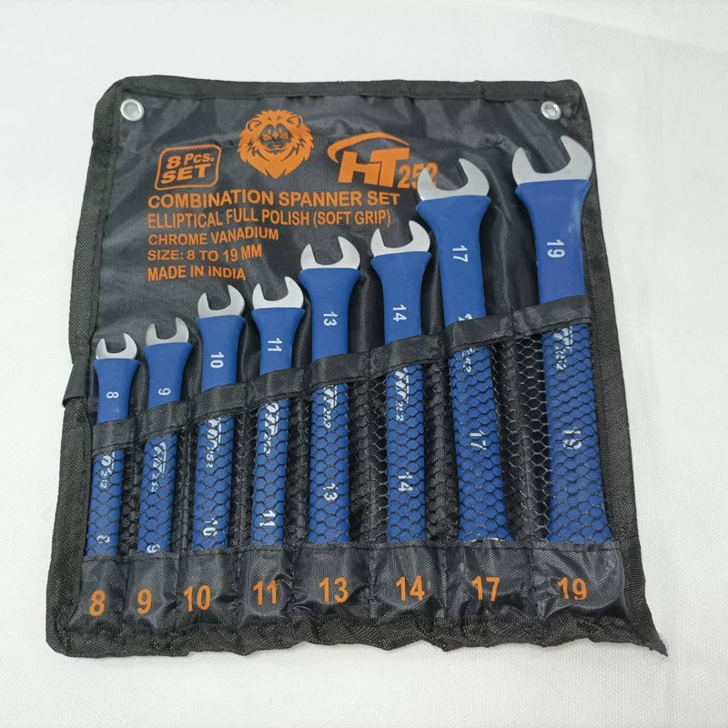 آچار یکسر تخت و یکسر رینگی مدل HT252-8to19mm مجموعه هشت عددی