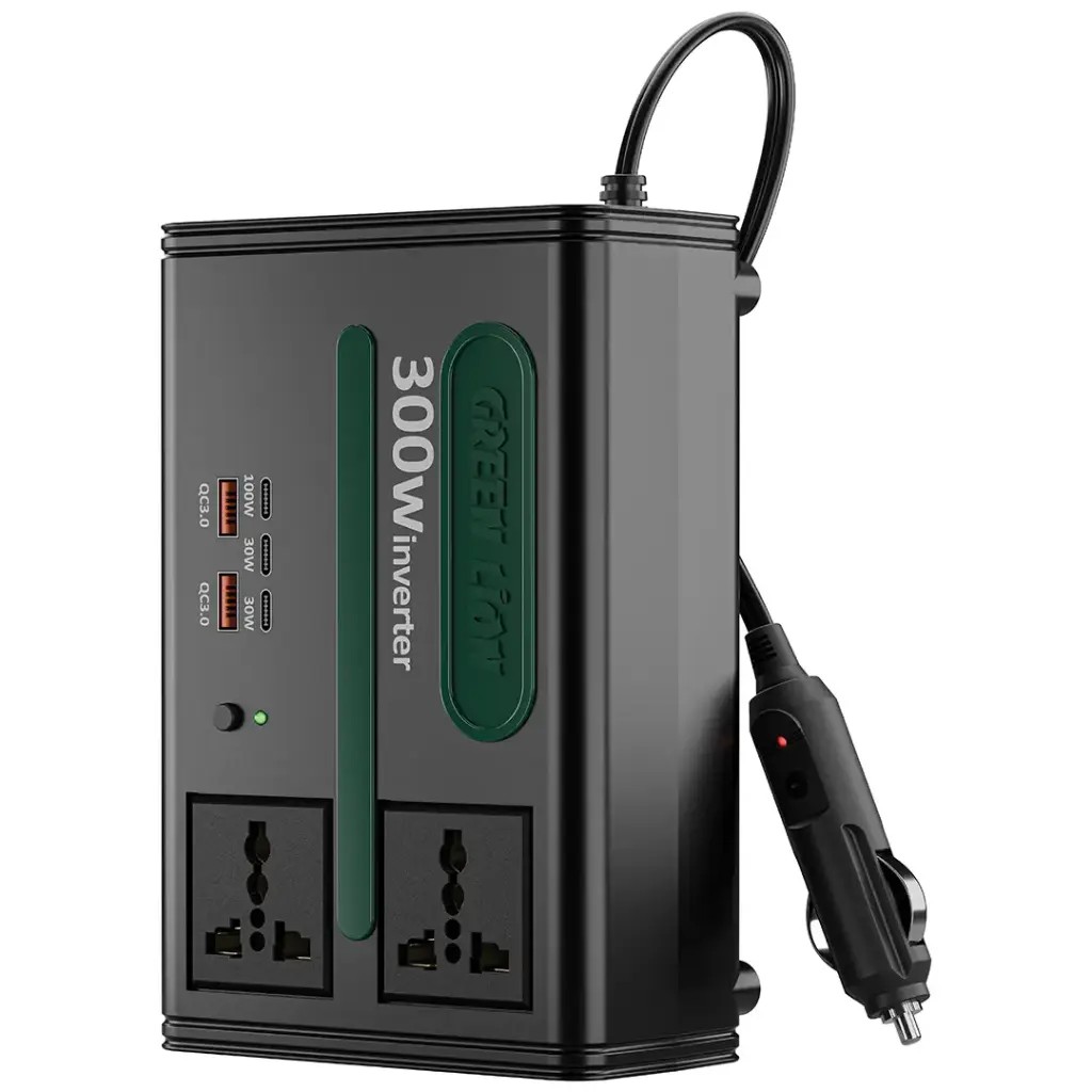 اینورتر خودرو ۷ کاره گرین لاین مدل Green Lion GC-300 Car Inverter 7-in-1 Multi-Port