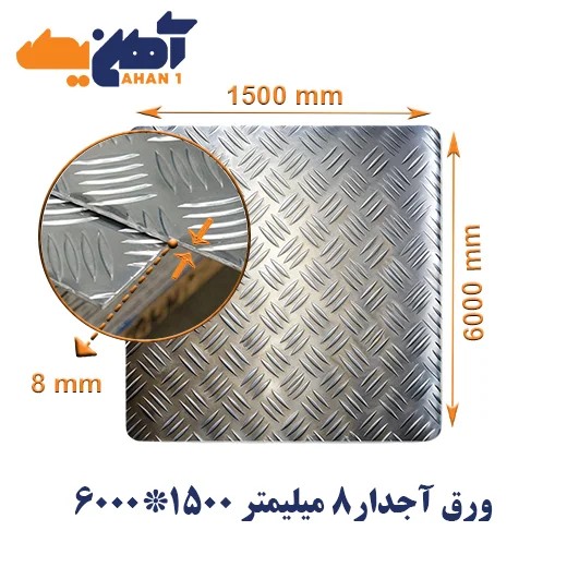 ورق آجدار ضخامت 8 میل ابعاد 1500*6000