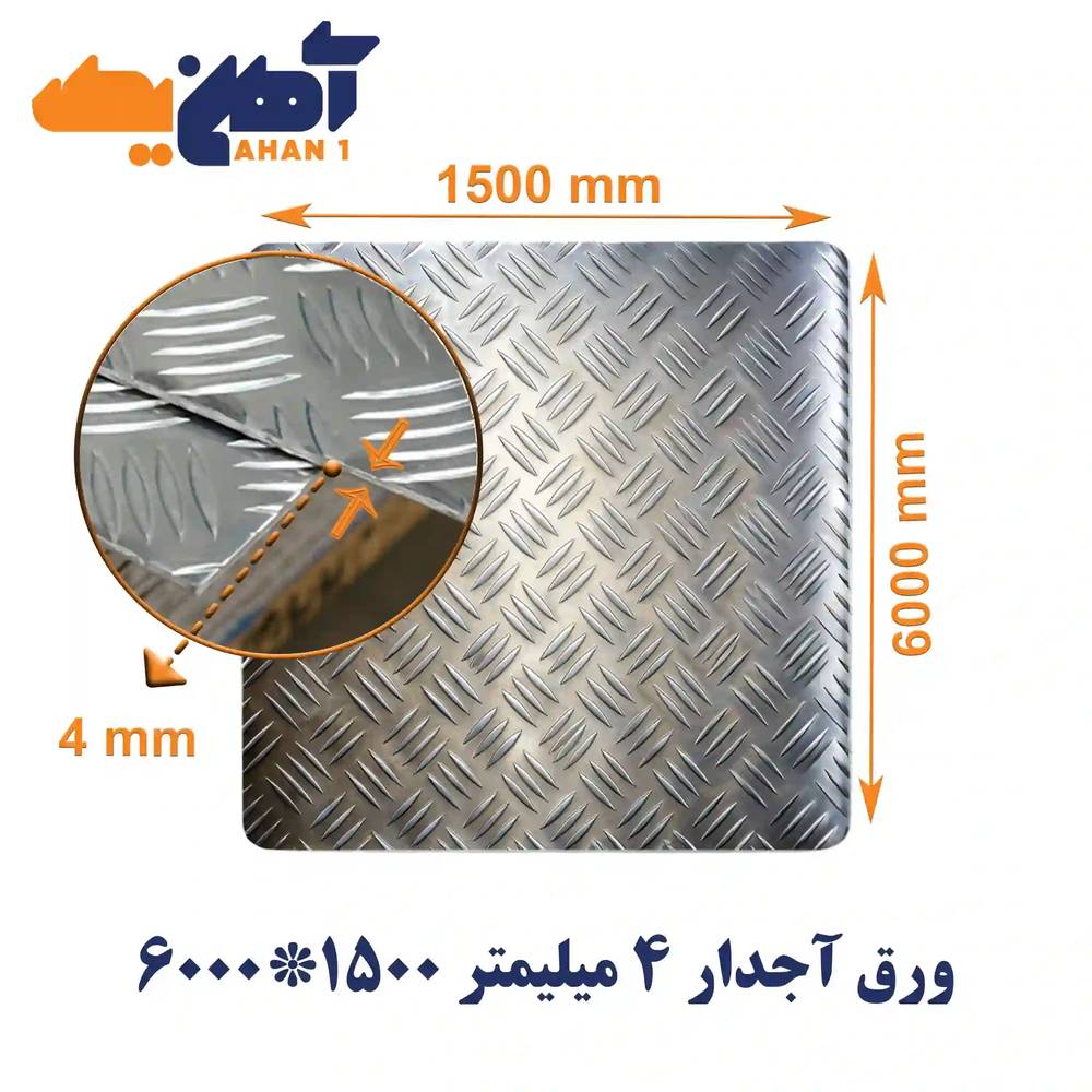 ورق آجدار ضخامت 4 میل ابعاد 1500*6000