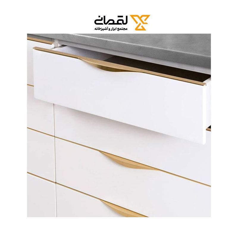 دستگیره کابینتی سه پیچ تاپ ساید سایز 70 ملونی مدل ویانا طلایی کد 7018