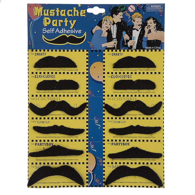 ست سیبیل نمایشی مدل Black Mustache بسته 12 عددی – سیبیل چسبی