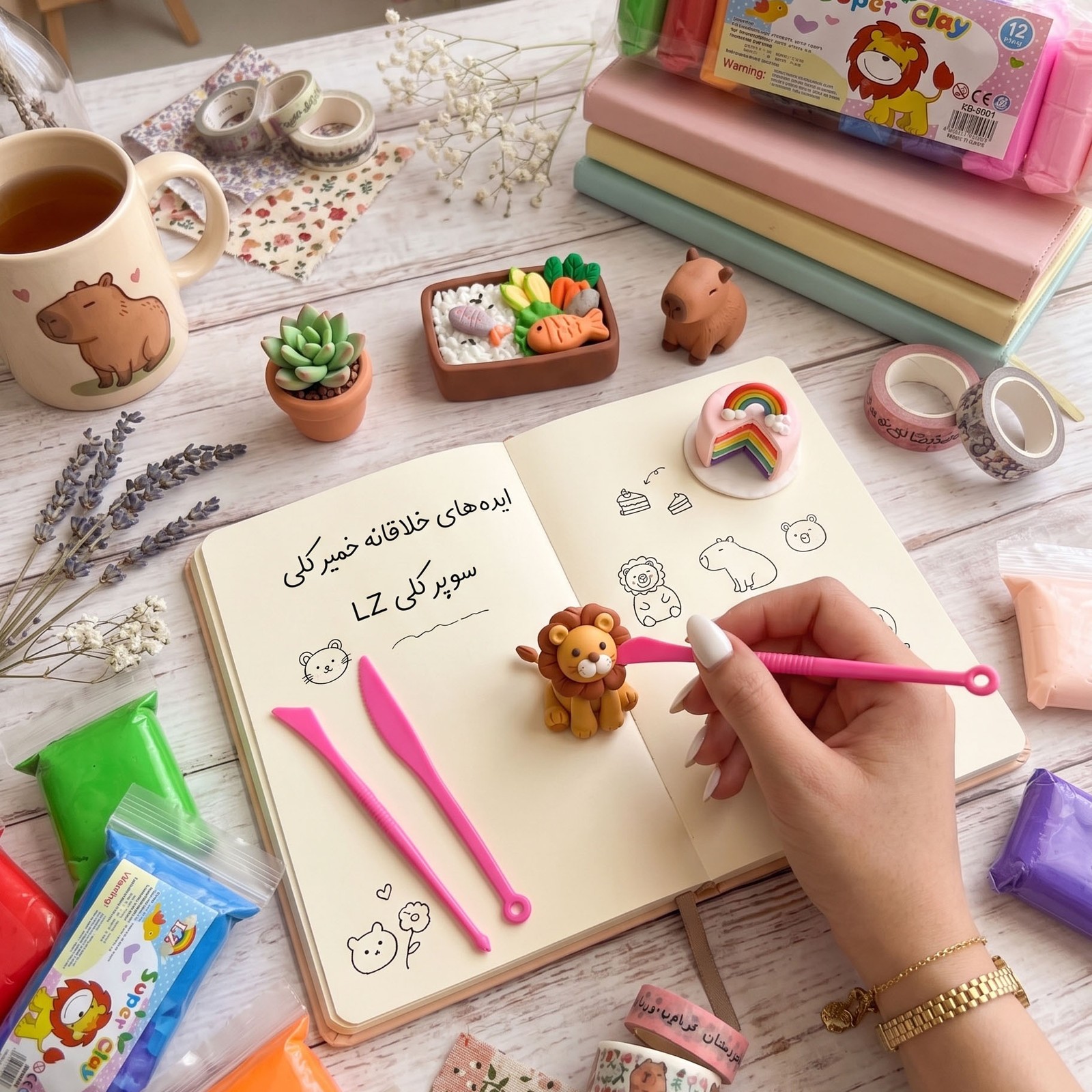 خمیر Clay کلی ۱۲ رنگ کوچک و بزرگ