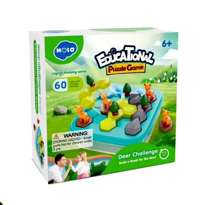 بازی فکری پازل آموزشی هولی تویز Deer Challenge مدل HE796200 با ۶۰ کارت معمایی | بازی تقویت هوش و منطق کودکان