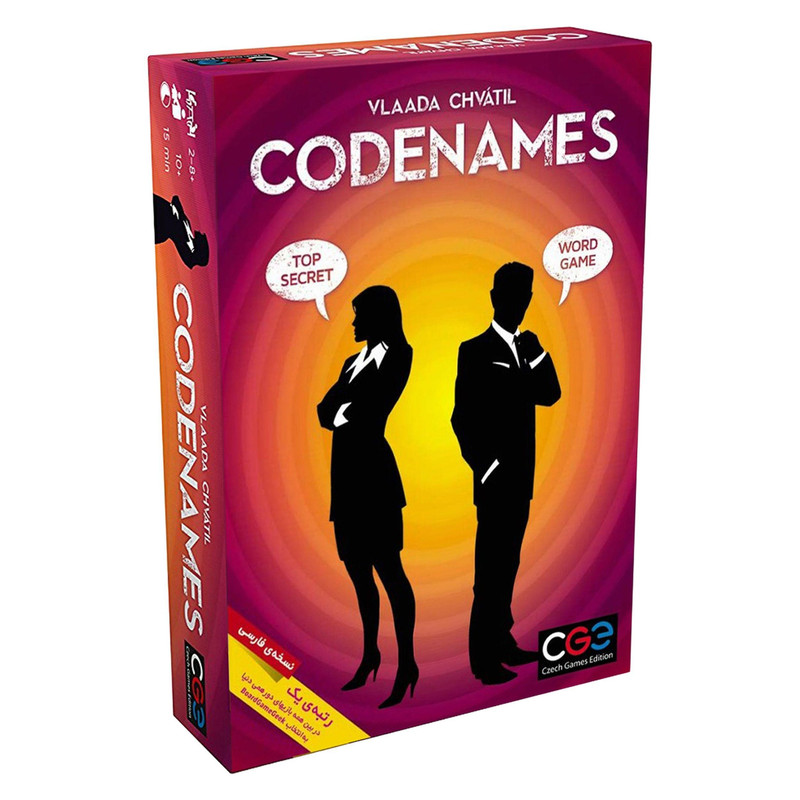 بازی فکری کارتی سی جی ای مدل Codenames نسخه فارسی، مناسب 1 تا 6 نفر، تقویت حافظه و مهارت کلامی، مدت بازی کمتر از یک ساعت، درجه سختی متوسط، تولید داخل