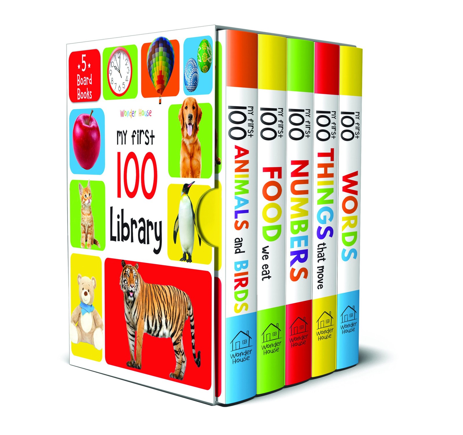 My First 100 Library Boxset of 5 Early Learning Board Books for Kids and Children