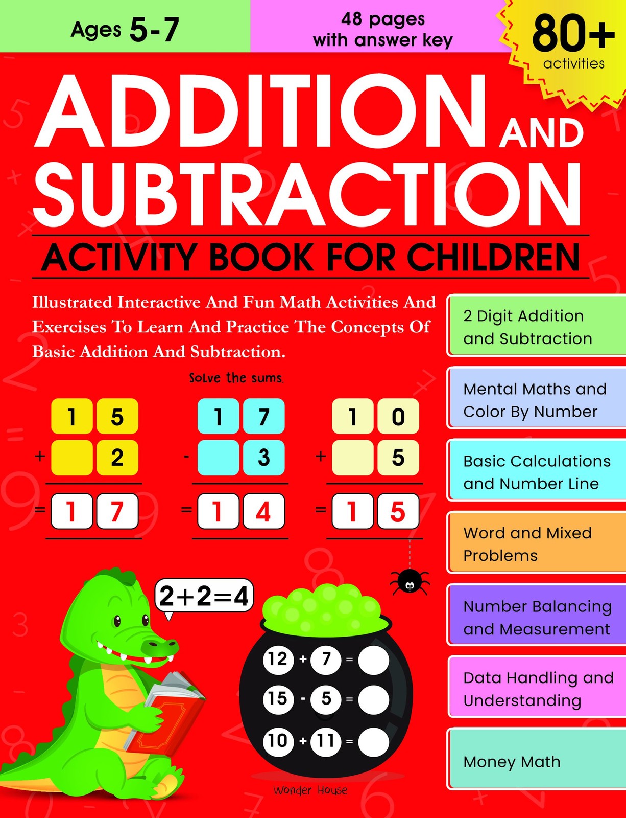 Addition and Subtraction Activity Book For Children 80 Activities Inside