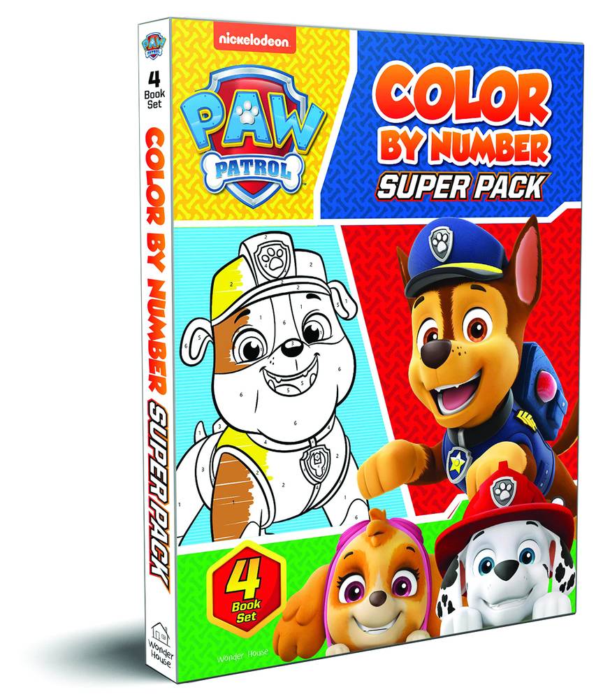 Paw Patrol Color By Number Super Boxset : Pack of 4 Coloring Books For Kids