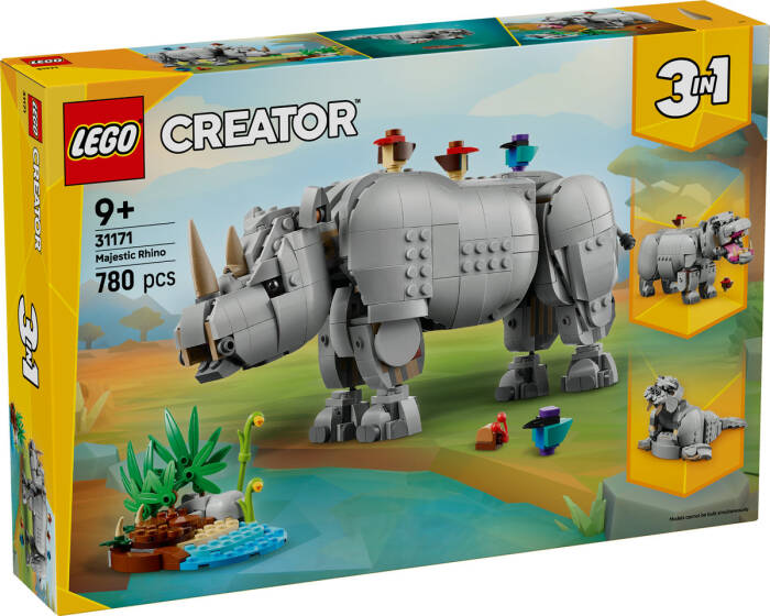 لگو Creator Wild Animals: Majestic Rhinoceros and Birds کد 31171