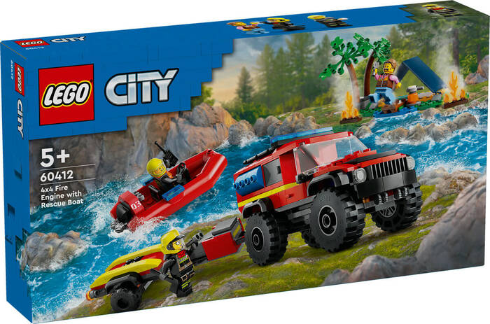 لگو City 4×4 Fire Truck with Rescue Boat کد 60412
