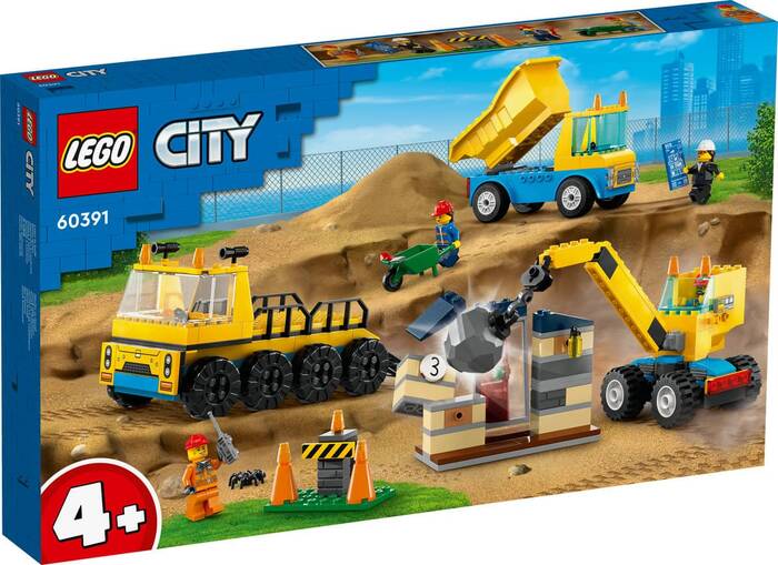 لگو City Construction Trucks and Wrecking Ball Crane کد 60391