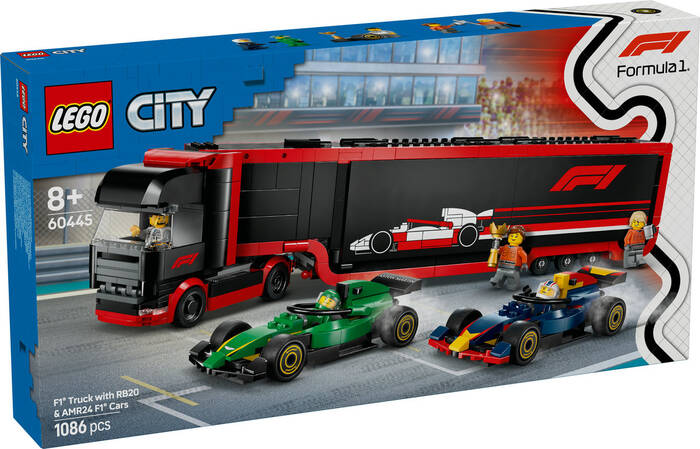 لگو City F1 Truck with RB20 and AMR24 F1 Cars کد 60445