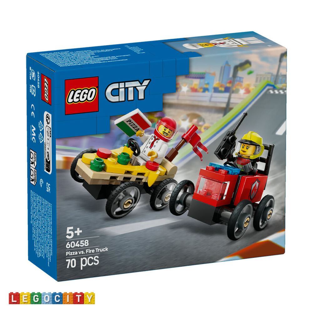 لگو City Pizza Cart Vs Fire Truck Race Car Pack کد 60458