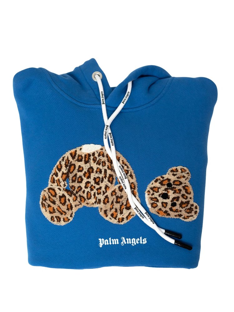 Oversized Leopard Teddy Logo Hoodie