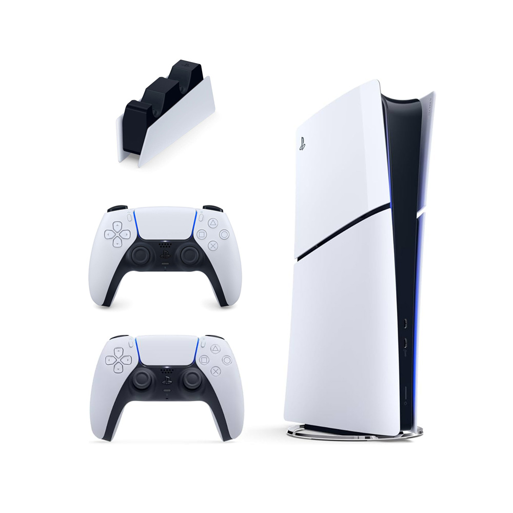PS5 Slim Digital + DualSense White + PS5 Charger Station