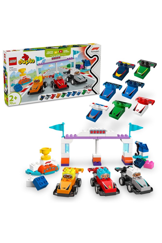 ® DUPLO® F1® Team Race Cars and Drivers 10445 – مجموعه اسباببازیهای آموزشی ساختنی برای بیش از ۲ نفر (۷۰ قطعه) زنانه لگو