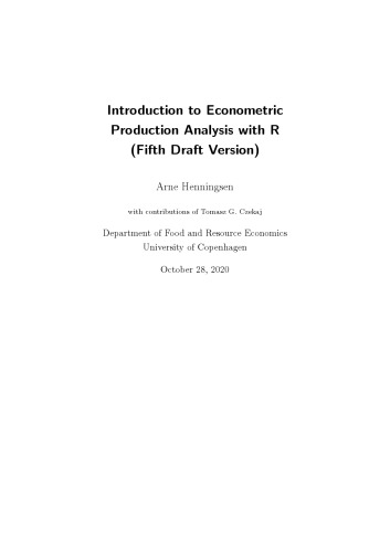 Introduction to Econometric Production Analysis with R
