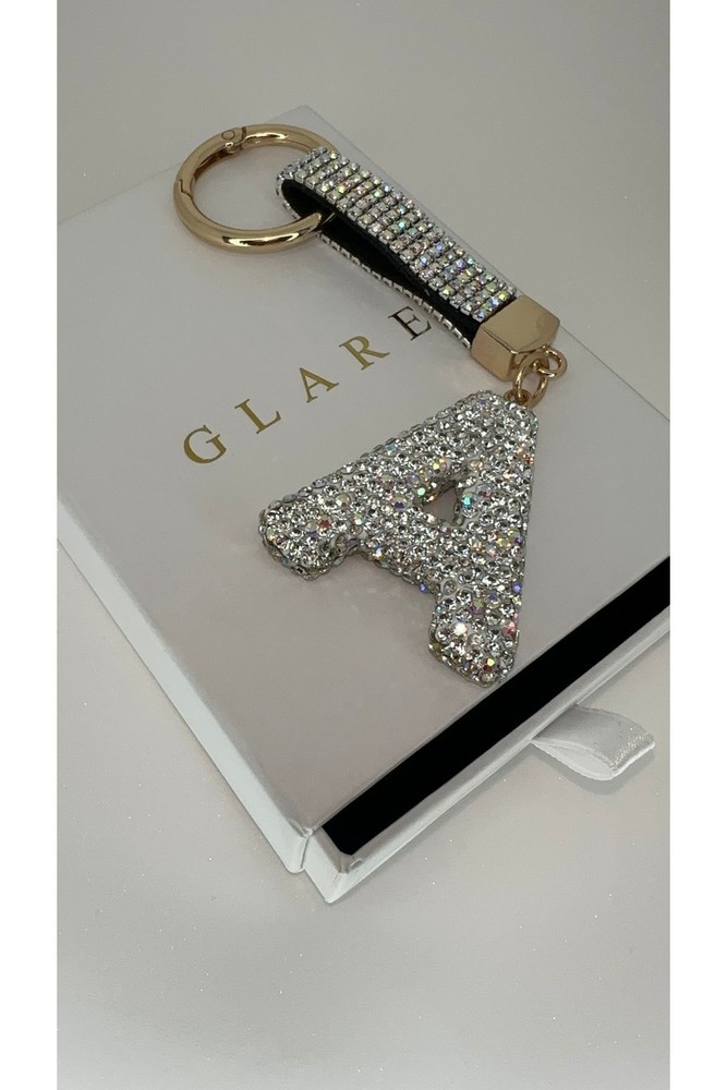 جلیقه کلید سنگ زیرکون نقره ای نامه لوکس یک جاکلیدی GLARE JEWELRY