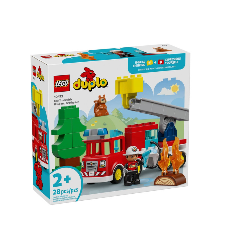لگو 28 تکه سری DUPLO مدل Fire Truck with Hose and Firefighter کد 10473
