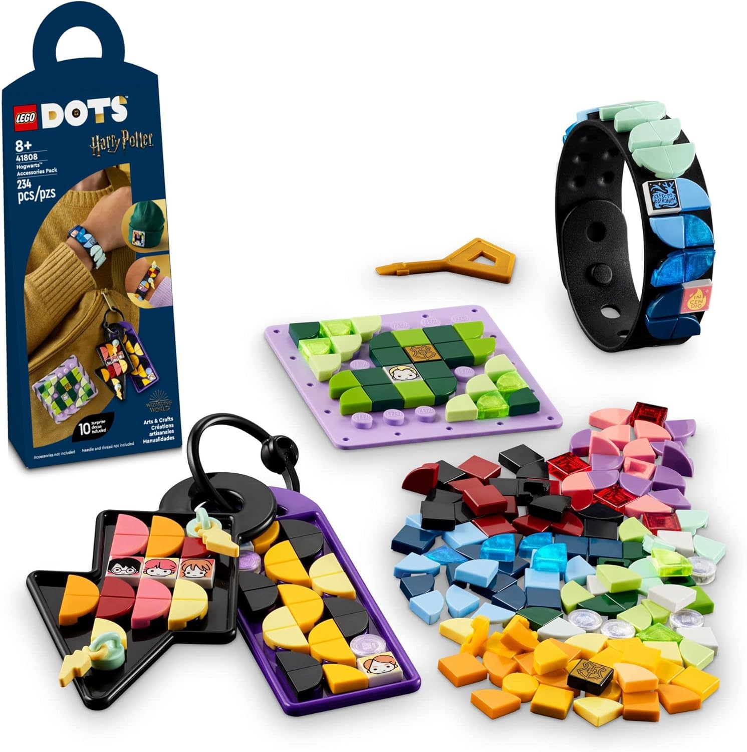 LEGO DOTS Hogwarts Accessories Pack 41808, Harry Potter Themed Jewelry Making Kit