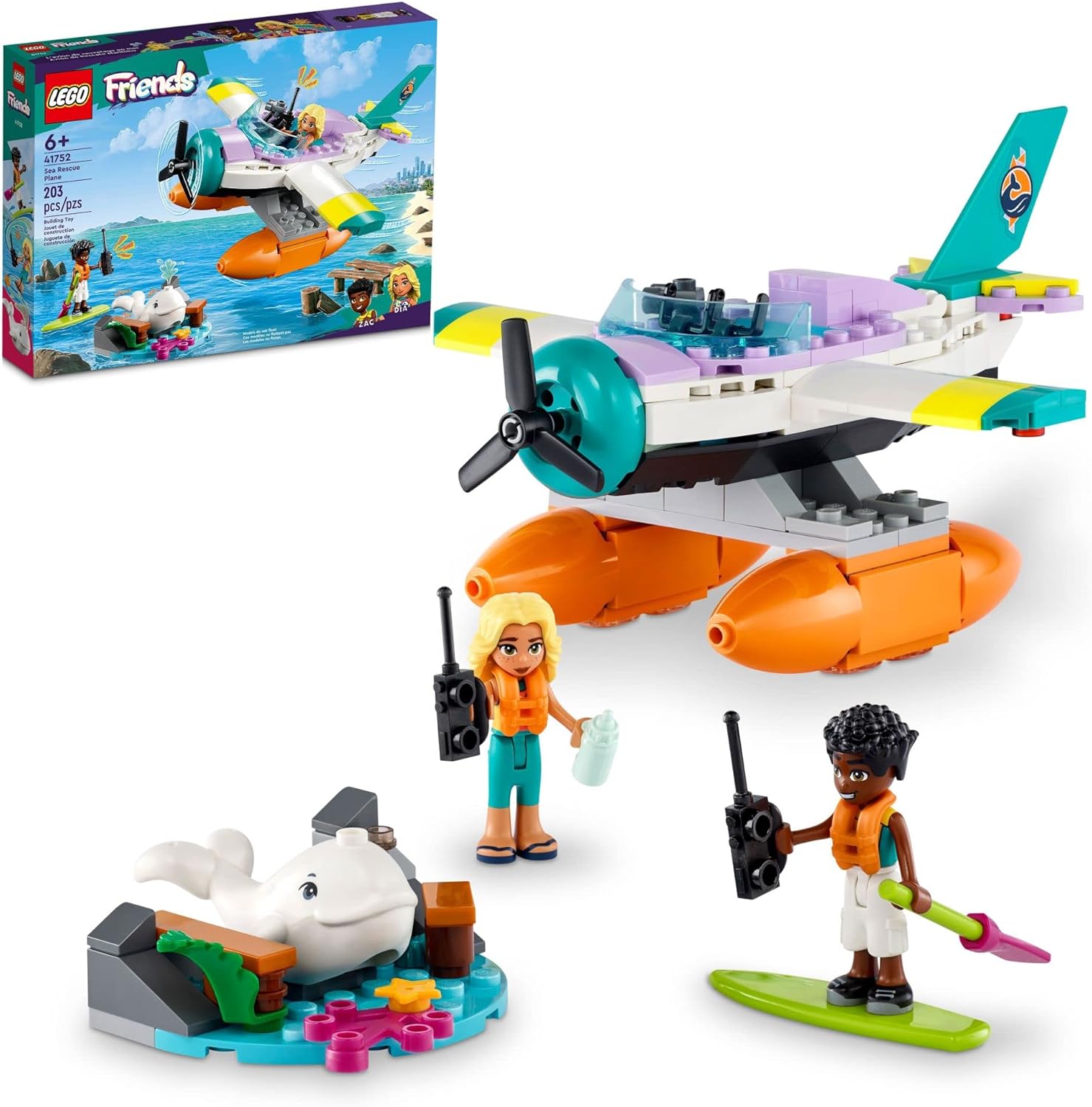 LEGO Friends Sea Rescue Plane 41752 Building Toy, Creative Fun for Girls and Boys