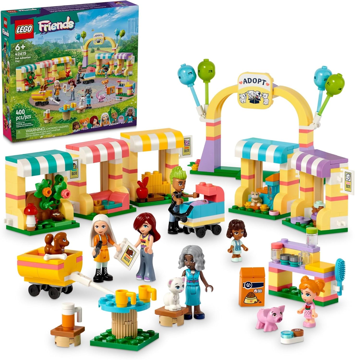 LEGO Friends Pet Adoption Day Toy, Animal Set, Pretend Play 42615
