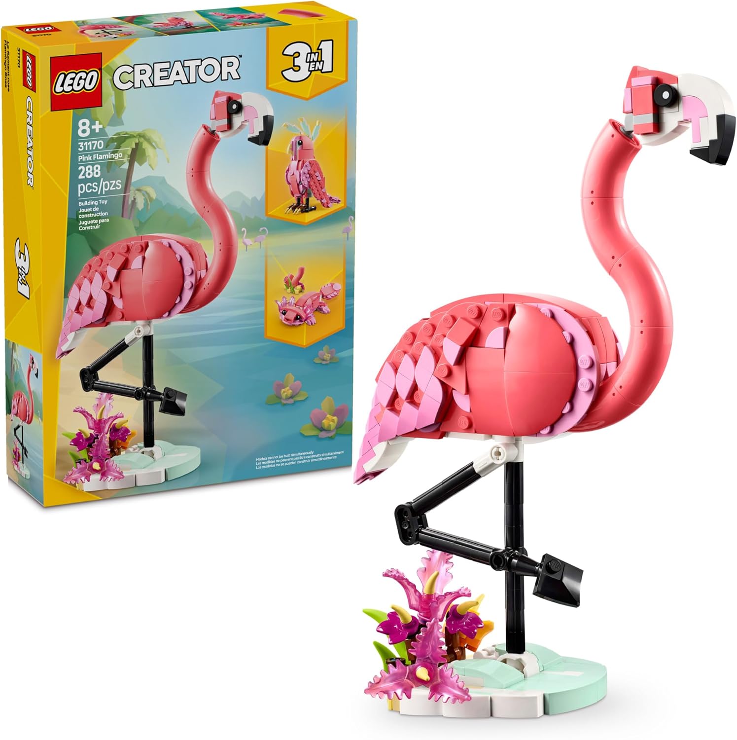LEGO Creator 3 in 1 Wild Animals: Pink Flamingo Animal Building Toy 31170