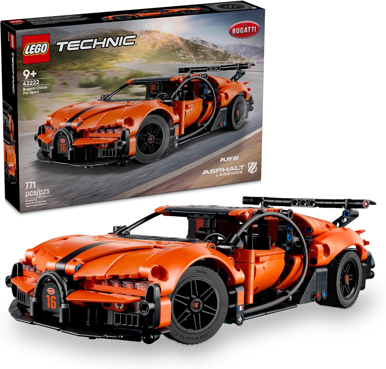 LEGO Technic Bugatti Chiron Pur Sport Hypercar Building Toy 42222