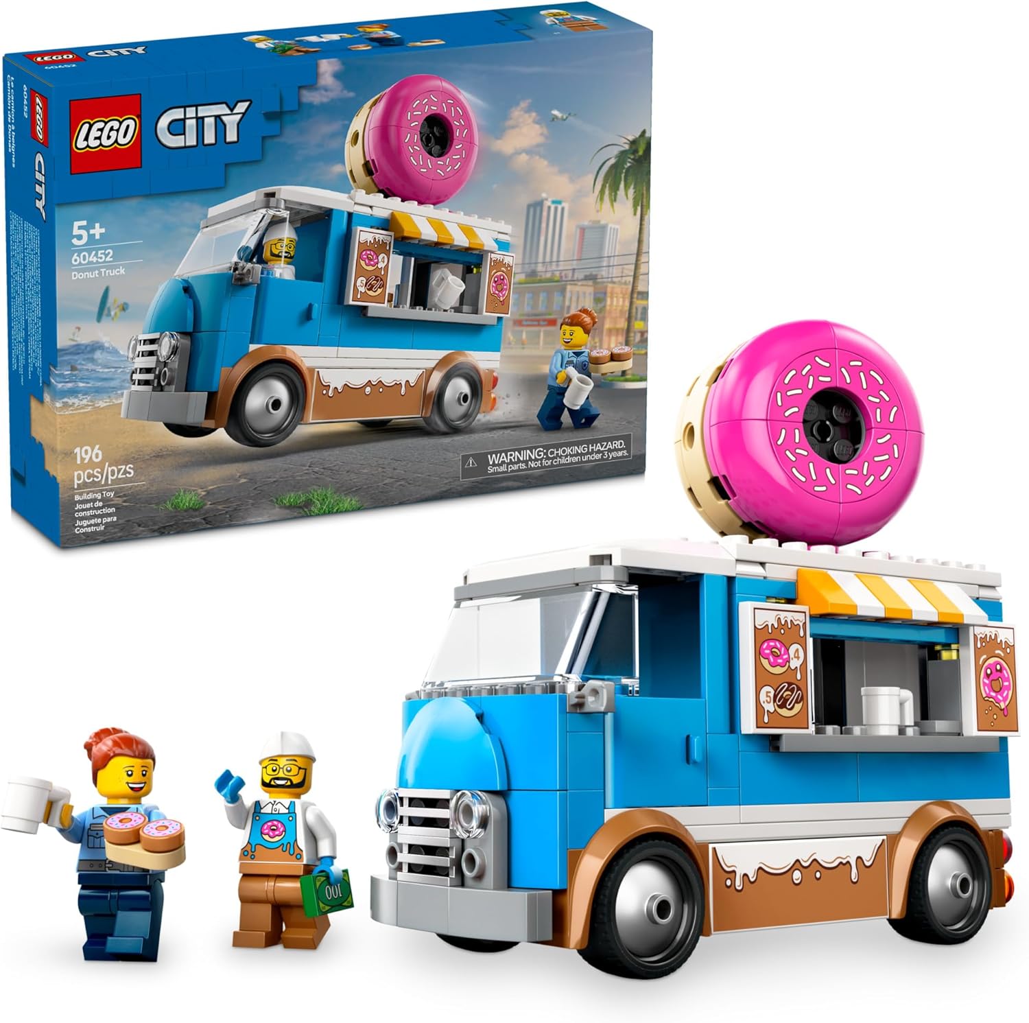 LEGO City Donut Truck Toy - Building Toy for Kids, Boys and Girls, Ages 5+ 60452
